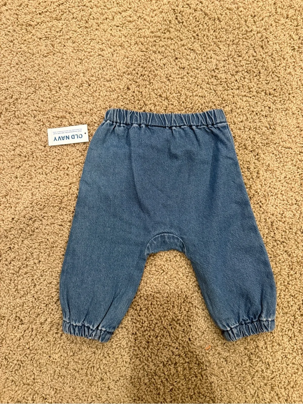 Old Navy Elastic Waist & Cuff Soft Blue Denim Pants 3-6M